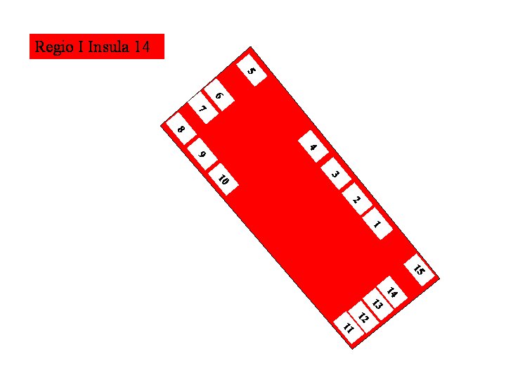 Pompeii Regio I(1) Insula 14 Plan of entrances 1 to 15