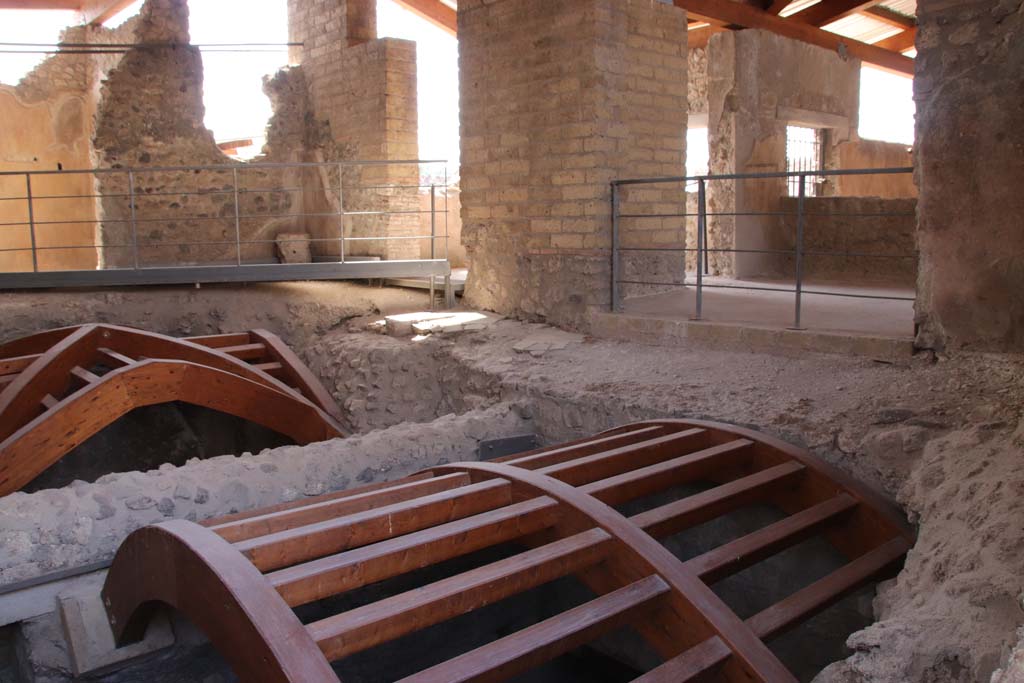I.6.2 Pompeii. September 2019. Looking south-west across east end of summer loggia with reproduction vaulted ceilings. 
Photo courtesy of Klaus Heese.

