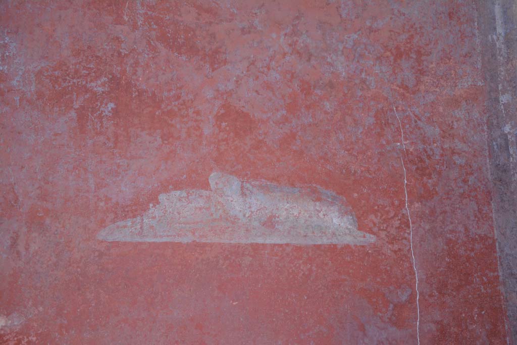 I.7.1 Pompeii. October 2019. Detail of painted cuttlefish from red panel at south end of east wall in atrium.
Foto Annette Haug, ERC Grant 681269 DCOR.
