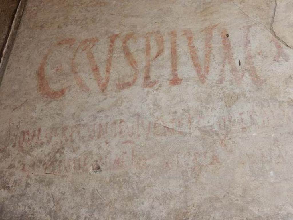 I.7.1 Pompeii. May 2016. Detail of painted graffiti from west wall. Photo courtesy of Buzz Ferebee.