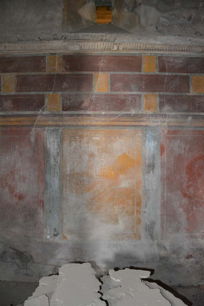 I.8.17 Pompeii. March 2019. 
Room 12, central yellow panel with red side panels from north wall.
Foto Annette Haug, ERC Grant 681269 DCOR.

