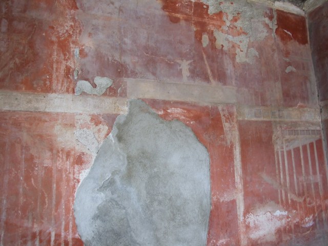 I.9.1 Pompeii.  March 2009.   Room 4.  West wall north of door, and north west corner.