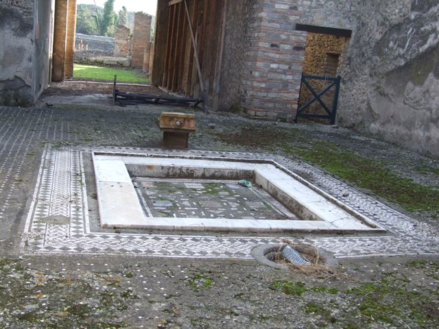 I.9.1 Pompeii. December 2007. Room 1, atrium. Terracotta Grondaia or waterspout. 