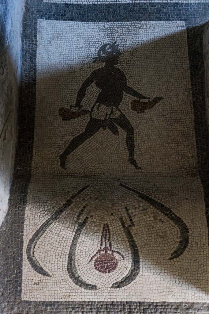 I.10.4 Pompeii. April 2022. 
Doorway to room 48, with mosaic threshold. Photo courtesy of Johannes Eber.
