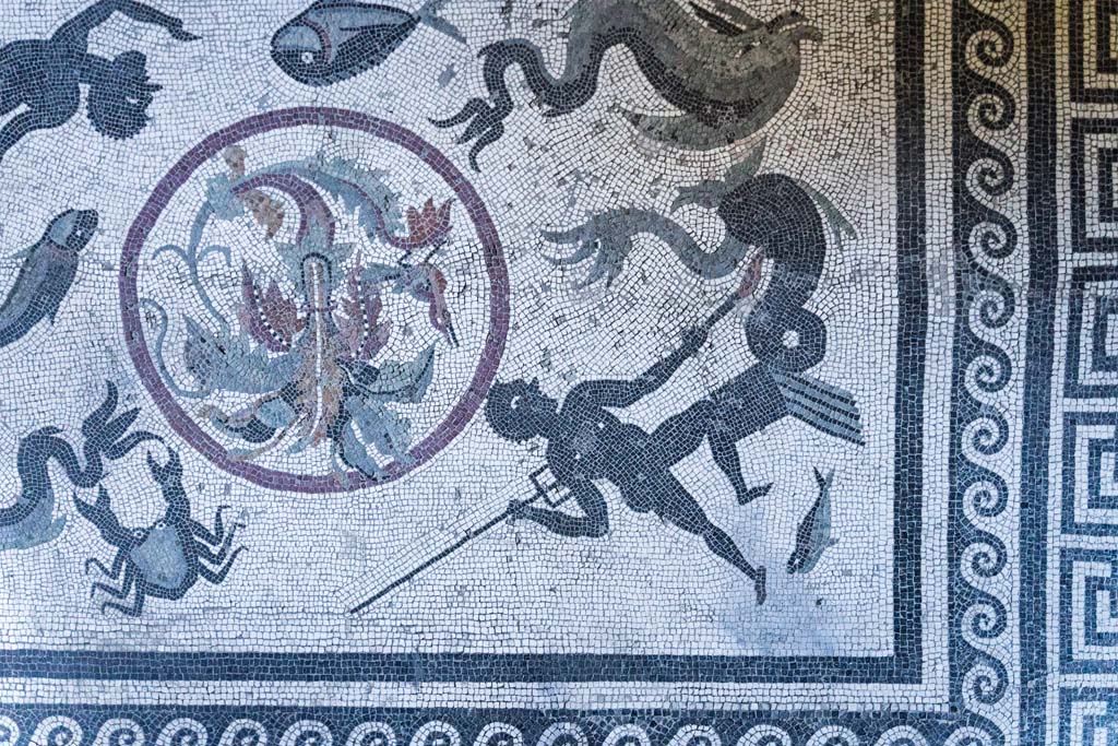 I.10.4 Pompeii. April 2022. Room 48, east side of floor mosaic. Photo courtesy of Johannes Eber.