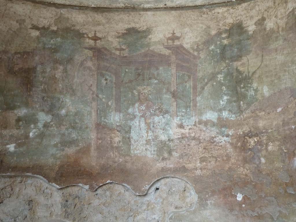 I.10.4 Pompeii. May 2010. Alcove 24, painted plaster of Venus and cherubs in temple.
See Bragantini, de Vos, Badoni, 1981. Pitture e Pavimenti di Pompei, Parte 1. Rome: ICCD. (p. 128).
