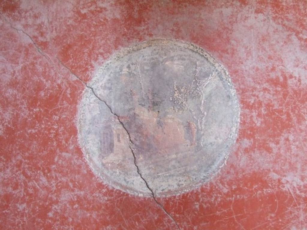 I.10.11 Pompeii. March 2009. Room 2, painted medallion of sacred landscape from north side of atrium.  