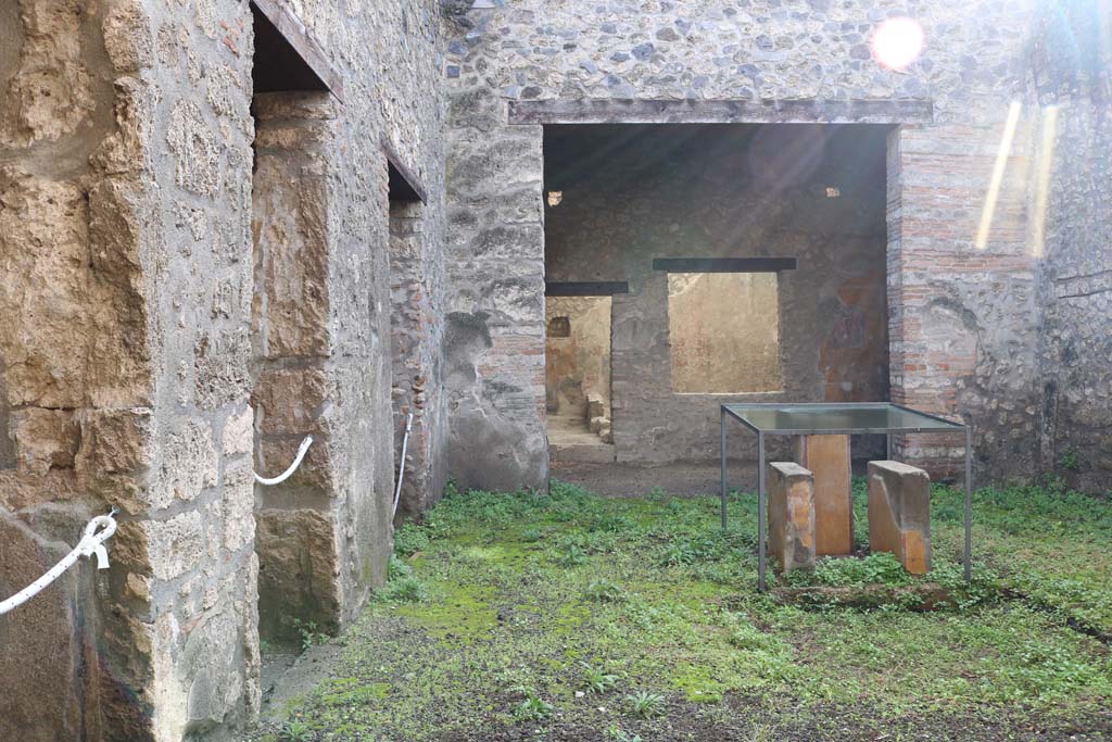 I.11.6 Pompeii. December 2018. 
Looking south across east side of atrium and impluvium towards tablinum. Photo courtesy of Aude Durand.
