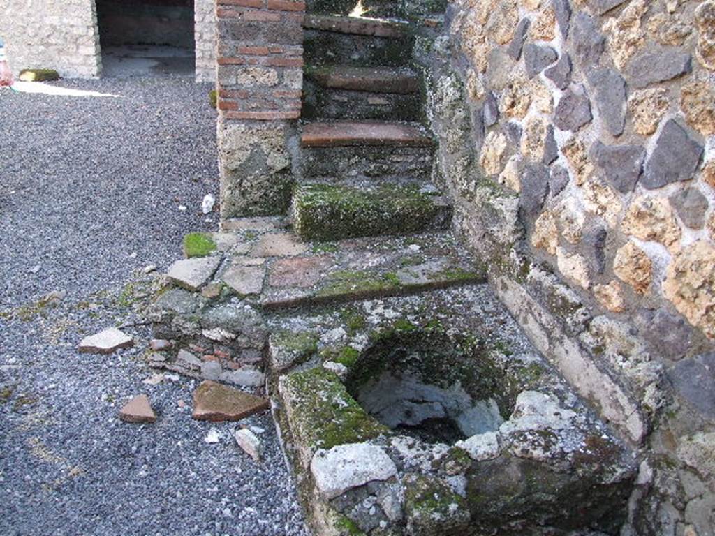 I.11.14 Pompeii. December 2006. South side of peristyle with lower part of staircase and cistern mouth.