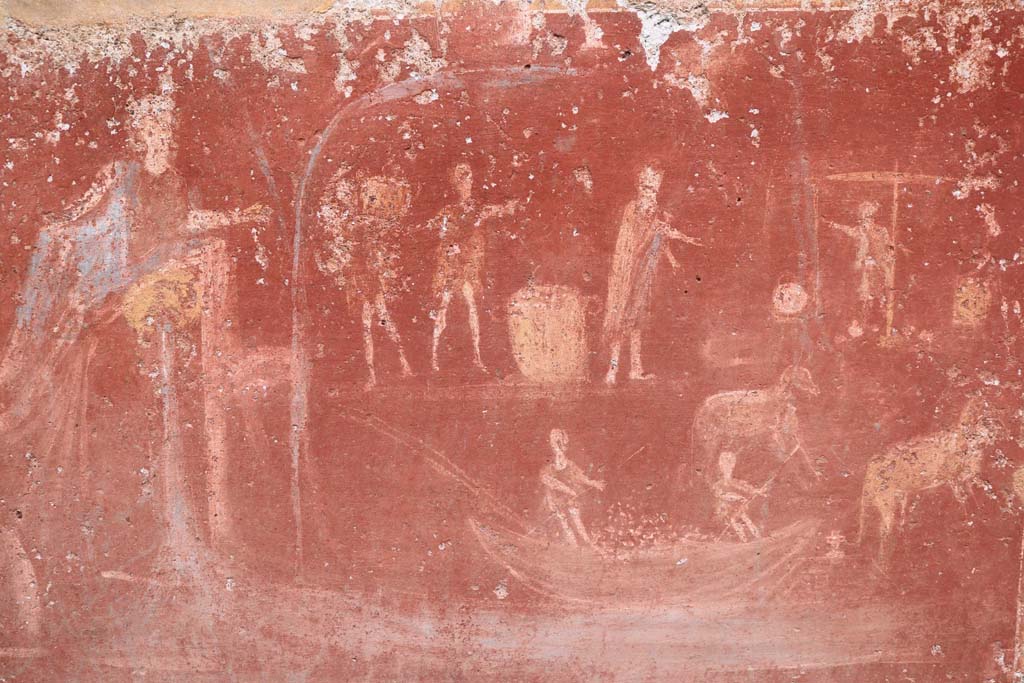 I.14.7 Pompeii. December 2018. Detail from base of lararium. Photo courtesy of Aude Durand.