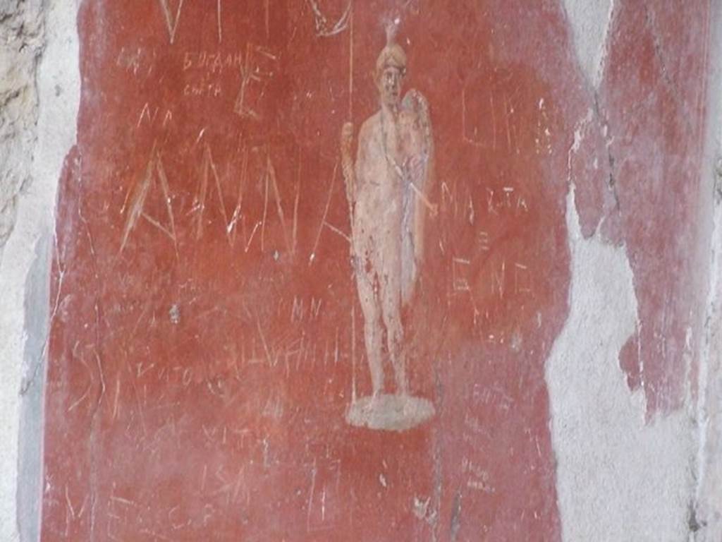 II.2.2 Pompeii. December 2006. Room “b”, detail of painting of warrior from south wall of ala. 