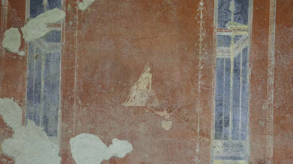 II.2.2 Pompeii. May 2016. Room “c”, detail of painted zoccolo from east wall of triclinium.
Photo courtesy of Buzz Ferebee.

