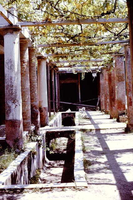 II.2.2 Pompeii. May 2016. Room “l”, garden. Water feature at north end of garden.
Photo courtesy of Buzz Ferebee.
