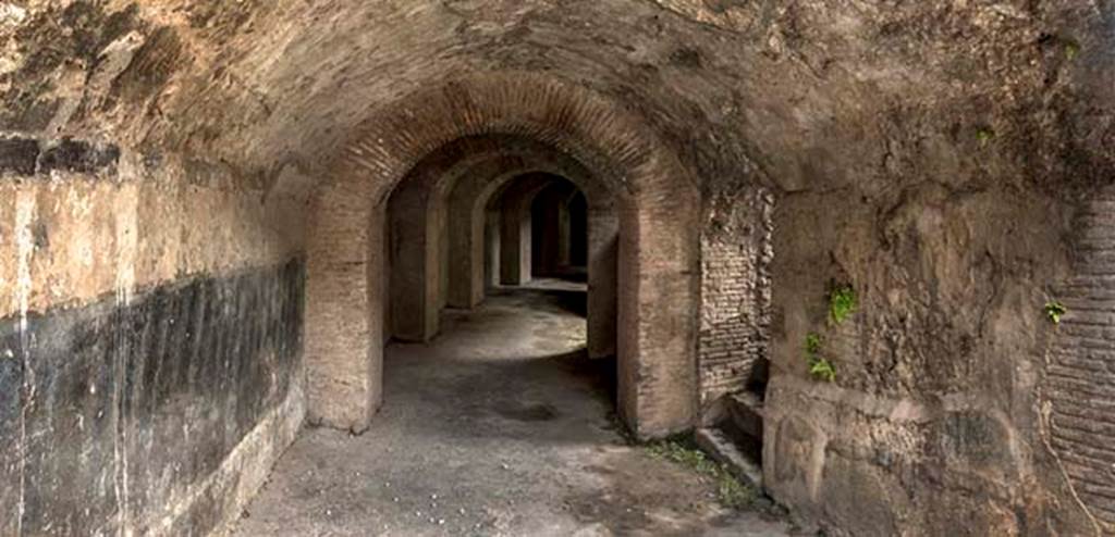 II.6 Pompeii. May 2017.  East corridor under Amphitheatre, looking south-east from north entrance corridor. Photo courtesy of John Puffer.

