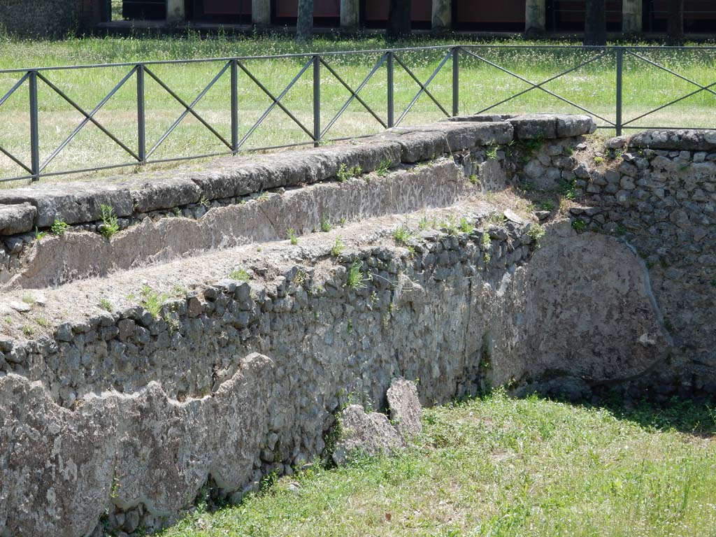 II.7 Pompeii. June 2019. Looking south along east wall to south-east corner of pool. Photo courtesy of Buzz Ferebee.