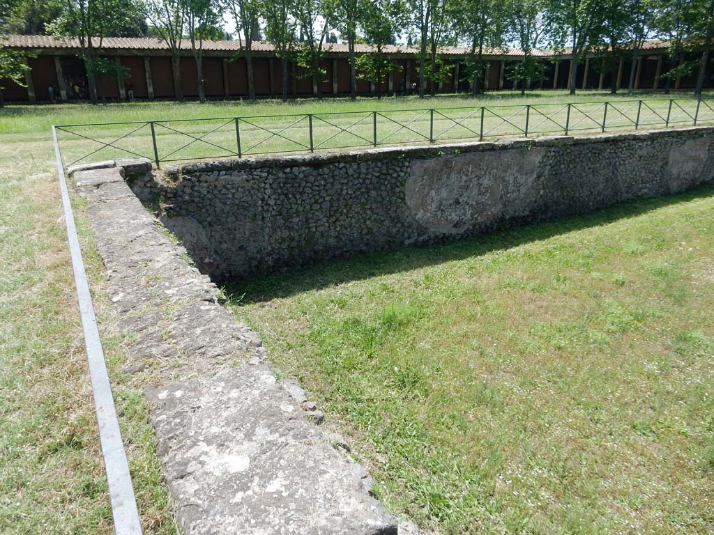 II.7 Pompeii. June 2019. Looking towards south-east corner and south wall of pool. Photo courtesy of Buzz Ferebee.