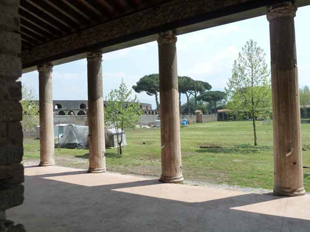 II.7.6 Pompeii, May 2010. Looking south across the Palaestra from entrance.