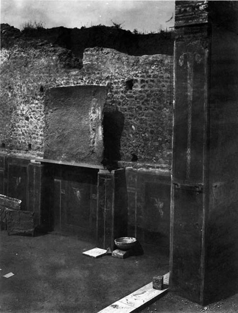 III.3.6 Pompeii. 1916. East wall during excavations.