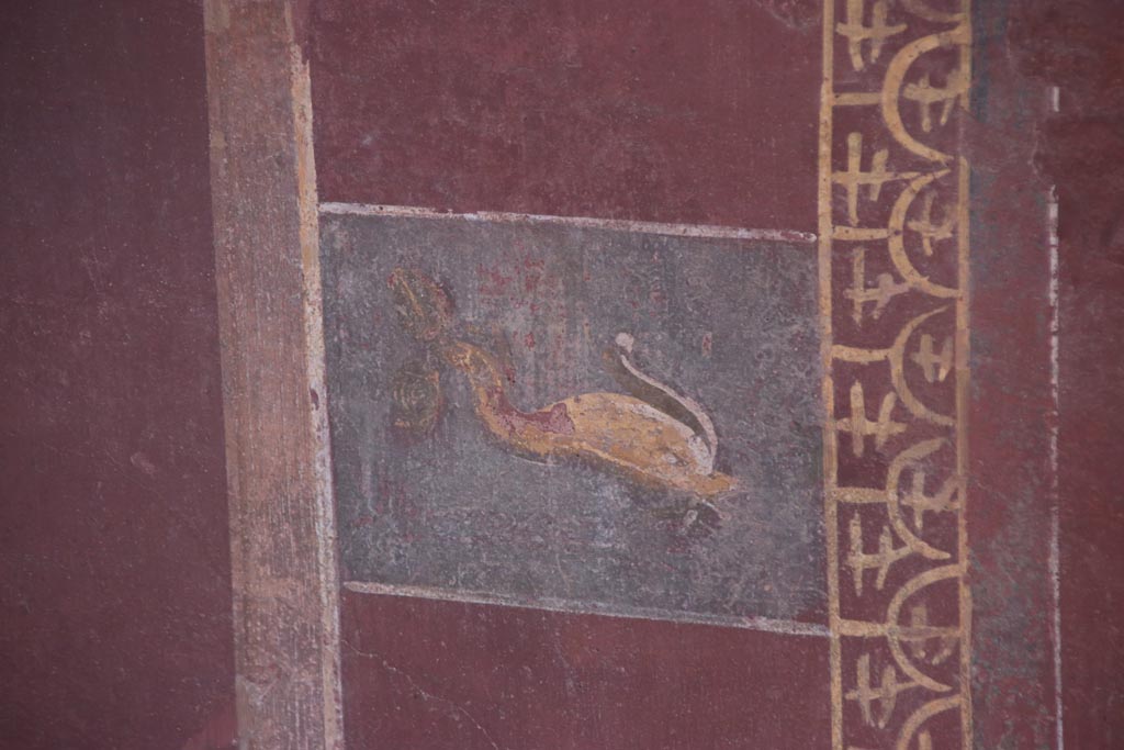 III.3.6 Pompeii. May 2018. Detail of painted decoration on east wall. Photo courtesy of Buzz Ferebee.

