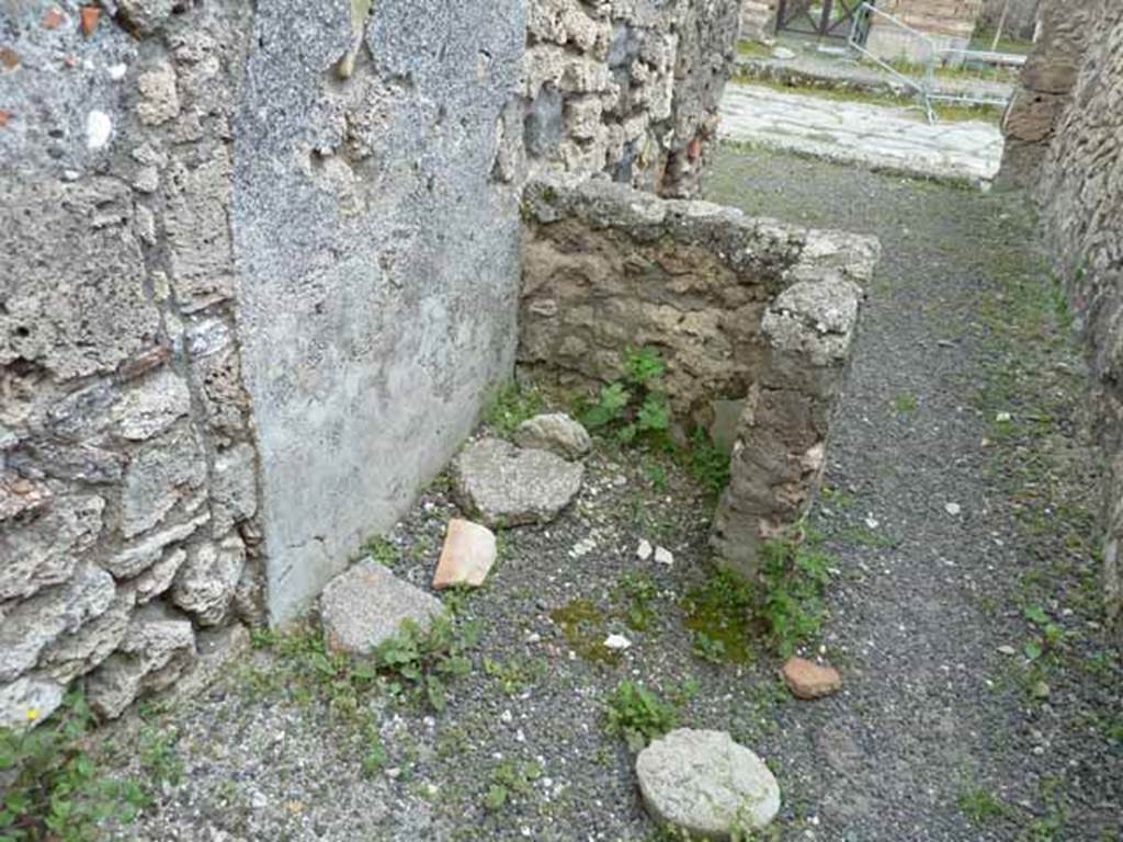 V.2.9 Pompeii. May 2010. Site of stairs to upper floor, with latrine underneath?