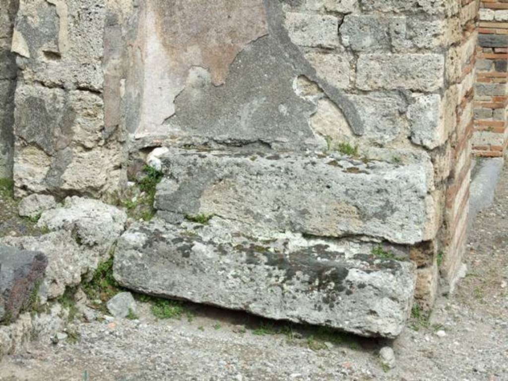 V.2.16 Pompeii.  March 2009.  Two stone steps on east side of entrance doorway on Via di Nola.