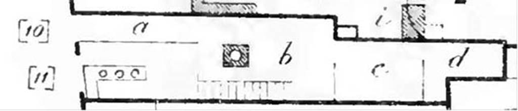 V.2.c Pompeii. Plan from BdI, No. 11 is V.2.b, No. 10 is V.2.c.
See Bullettino dell’Instituto di Corrispondenza Archeologica (DAIR), 1885, p.157.
