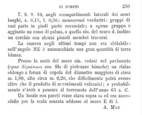 V.2.d Pompeii. Description from BdI, 1885, page 259.