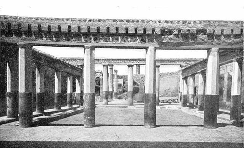 V.2.i Pompeii. Old undated photograph, c.1900. Room 23, looking north across peristyle from the south side. Photo courtesy of Rick Bauer.
