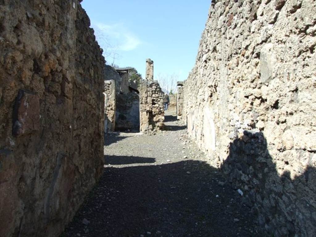 V.3.7 Pompeii.  March 2009. Wide vestibule leading north to atrium, without side rooms. 