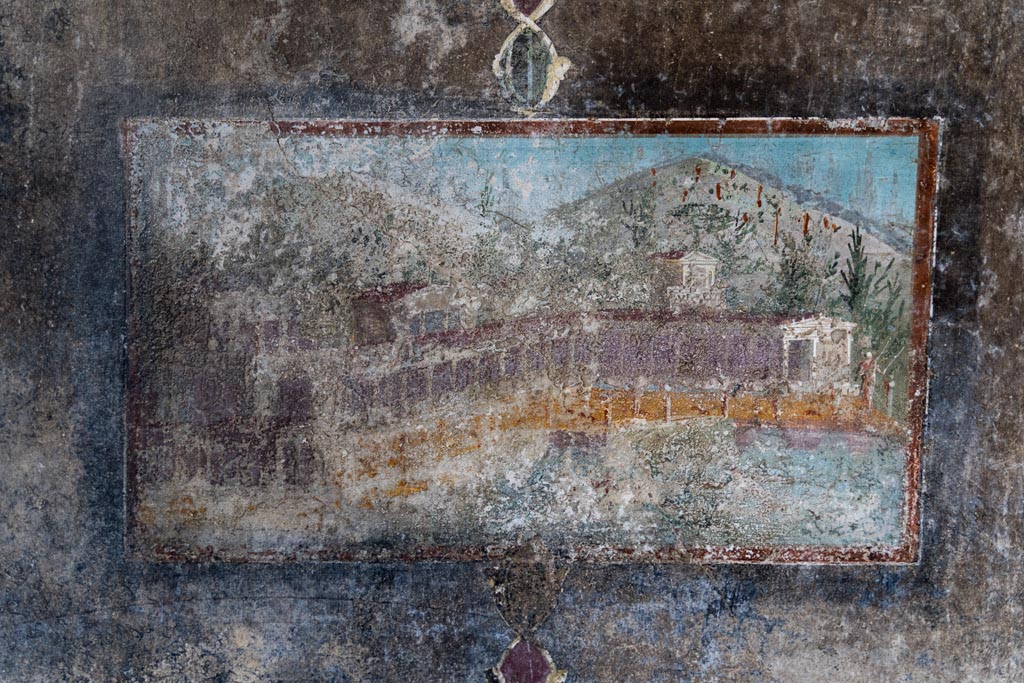 V.4.a Pompeii. January 2023. Room ‘h’, painted panel of villa from east end of south wall. Photo courtesy of Johannes Eber.