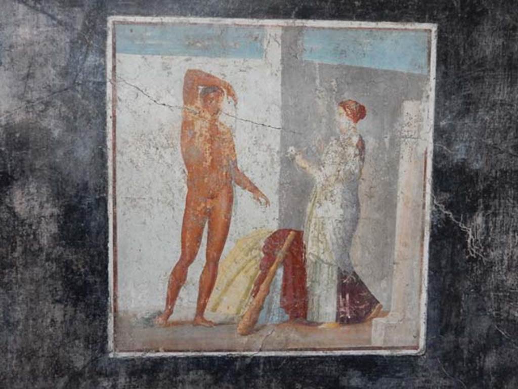 V.4.a, Pompeii. May 2018. Wall painting from west wall of cubiculum on south side of atrium. Photo courtesy of Buzz Ferebee.
