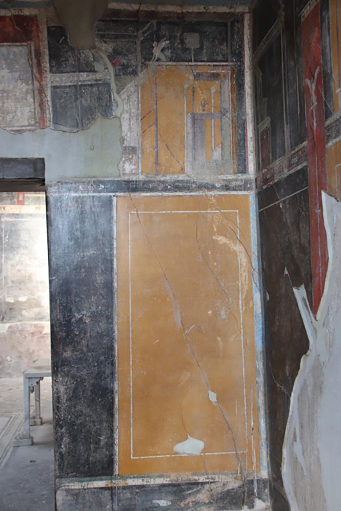 V.4.a Pompeii. October 2023. 
Room ‘g’, upper north wall in north-east corner. Photo courtesy of Klaus Heese.

