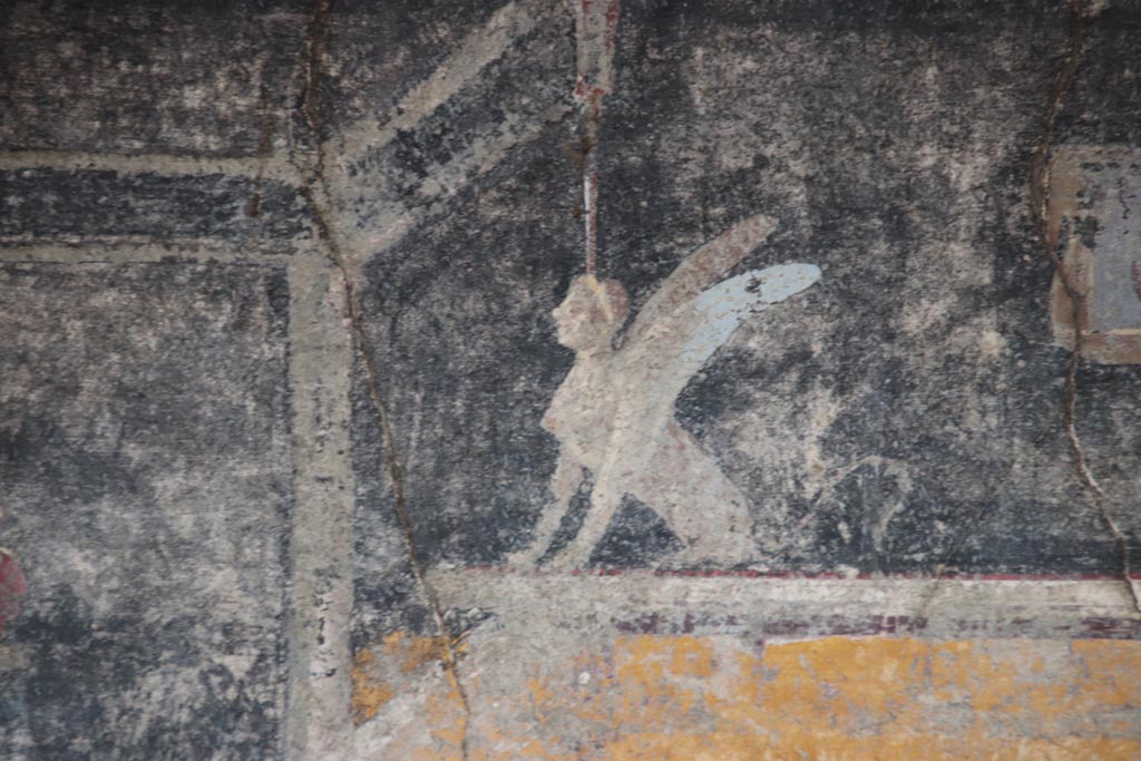 V.4.a Pompeii. October 2023. Room ‘g’, detail from upper north wall in north-east corner. Photo courtesy of Klaus Heese.