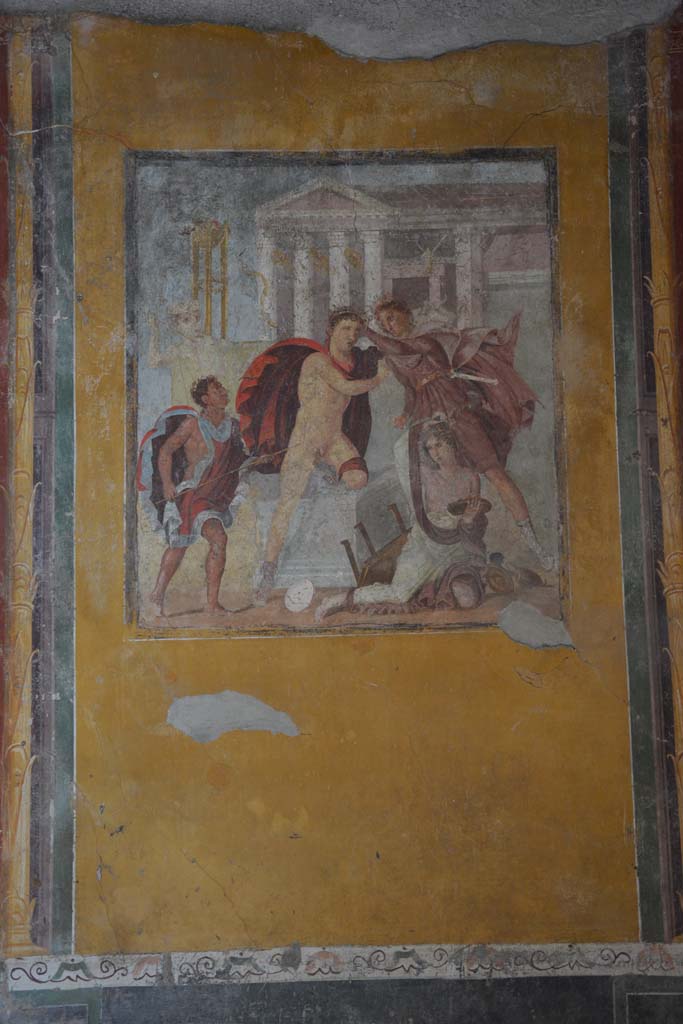V.4.a Pompeii. March 2019. Room ‘f’, central painting from east wall.
Foto Annette Haug, ERC Grant 681269 DÉCOR.

