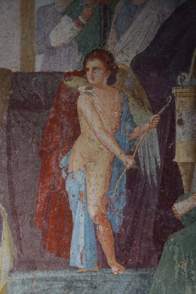 V.4.a Pompeii. March 2018. Room ‘h’, detail from central panel on north wall.
Foto Annette Haug, ERC Grant 681269 DÉCOR.
