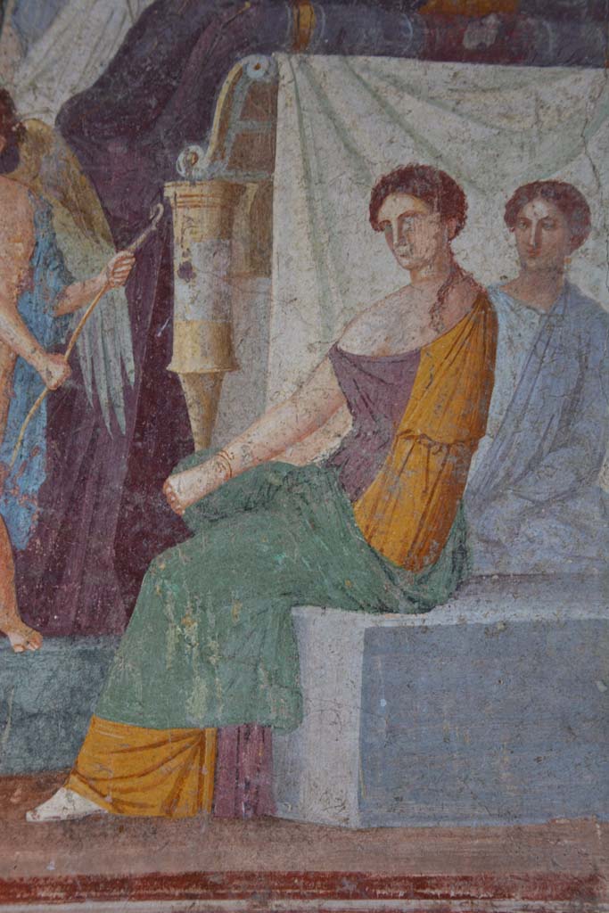 V.4.a Pompeii. March 2018. Room ‘h’, detail from central panel on north wall.
Foto Annette Haug, ERC Grant 681269 DÉCOR.

