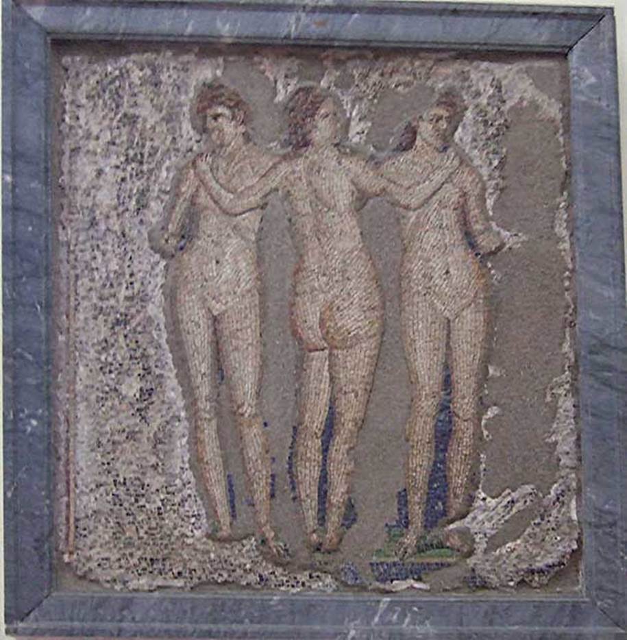 VI.7.23 Pompeii.  Three niches on the North wall behind the summer Triclinium.
