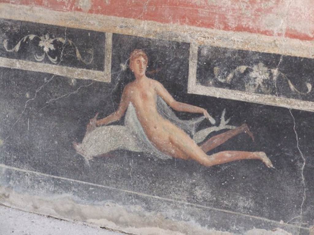 VI.9.2 Pompeii. December 2007. Room 26, east end of south wall, with painting of floating figure.