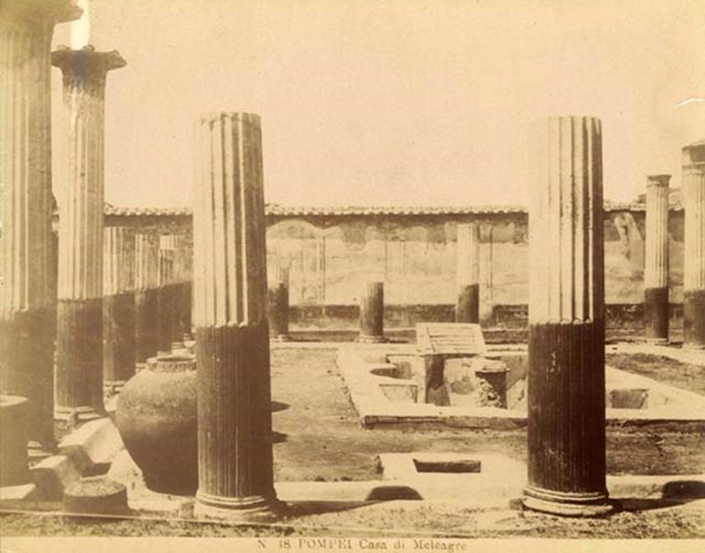 VI.9.2 Pompeii. 19th century photograph. Peristyle garden 17, looking west. Photo courtesy of Rick Bauer.

