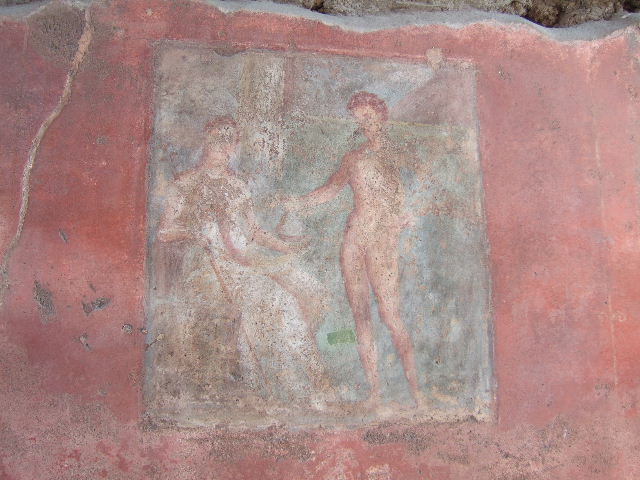VI.9.2 Pompeii. March 2009. Fauces or entrance corridor 1, looking west towards entrance on Via di Mercurio.