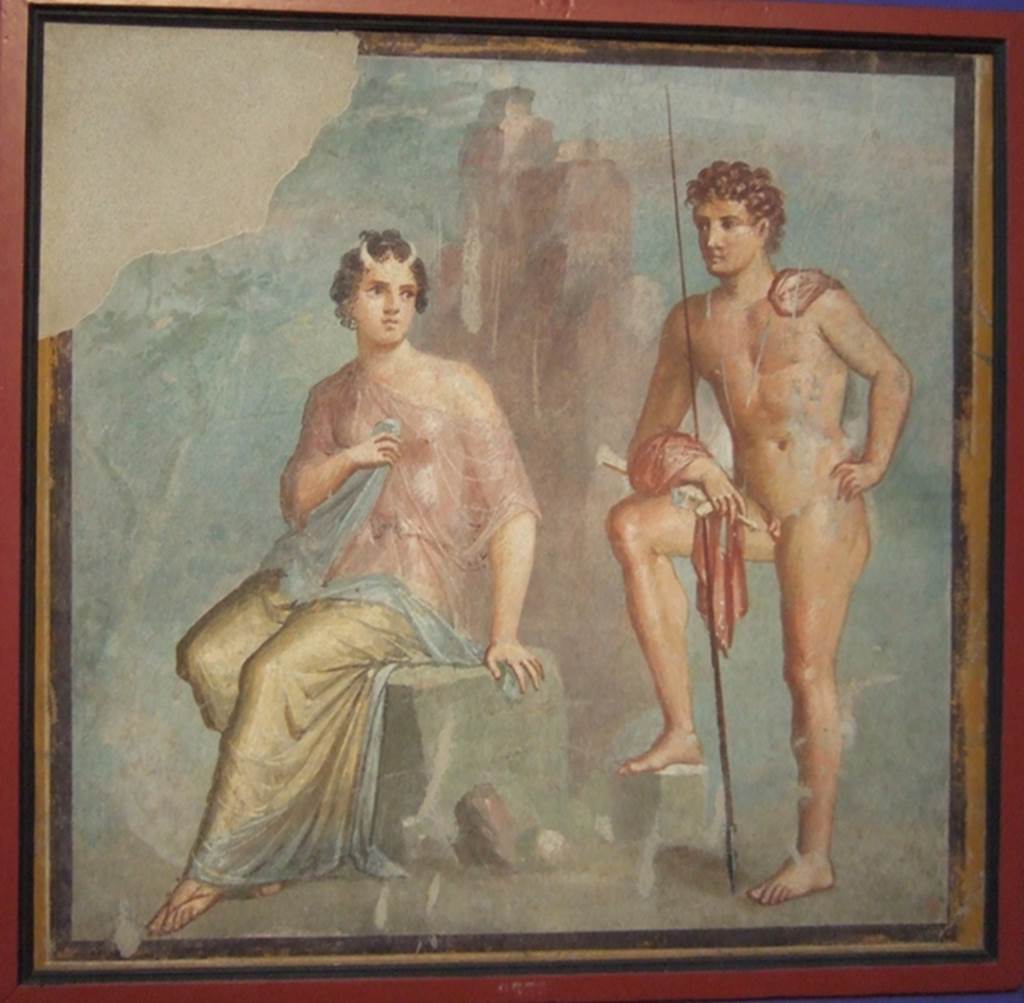 VI.9.2 Pompeii.   30th October 1829.  Room 8.  Tablinum.  Top of north wall. Stucco relief decoration.  Now in Naples Archaeological Museum.  Inventory number 9596.