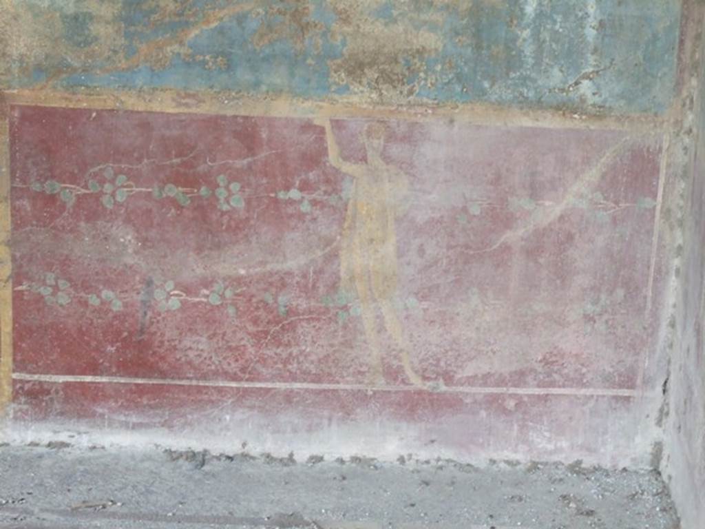 VI.9.2 Pompeii. December 2007. Room 29, painted figure with raised arm, from dado at west end of south wall.