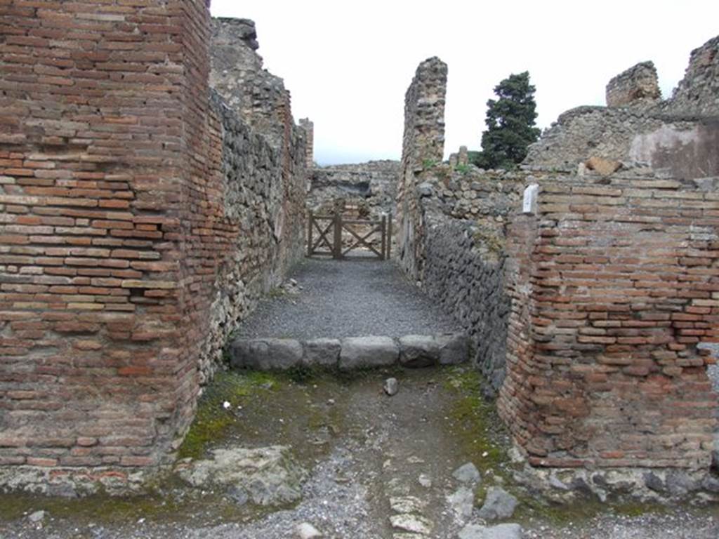 VI.10.14 Pompeii. March 2009. Entrance doorway, with step leading to entrance corridor, looking north.