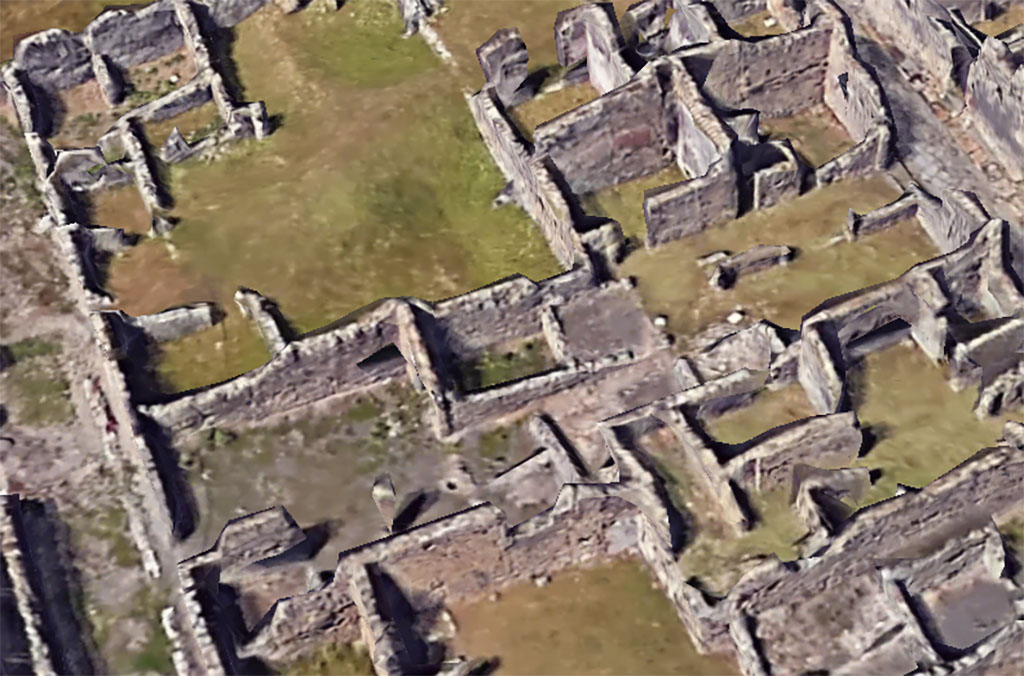 VI.11.4/17 Pompeii. Google Earth. 2023. Looking north across insula, with VI.11.4 entrance doorway into workshop, lower left. 
The house at VI.11.17 can be seen in the upper right.  At the top left are VI.11.1/2/3.

