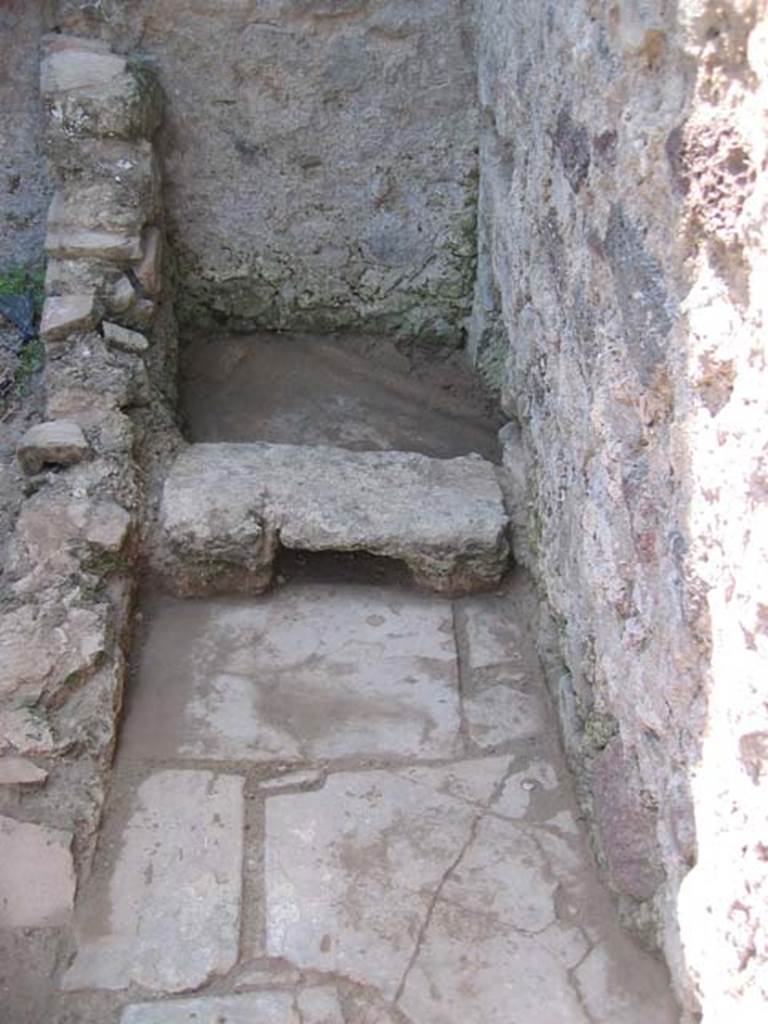 VI.11.6 Pompeii. July 2008. Latrine with foot rest. Photo courtesy of Barry Hobson.

