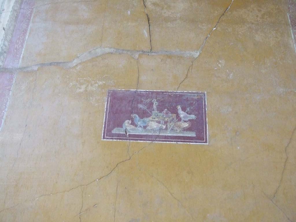 VI.15.1 Pompeii. December 2006. North wall, detail of painting of cocks, from panel in ala to the north of atrium.