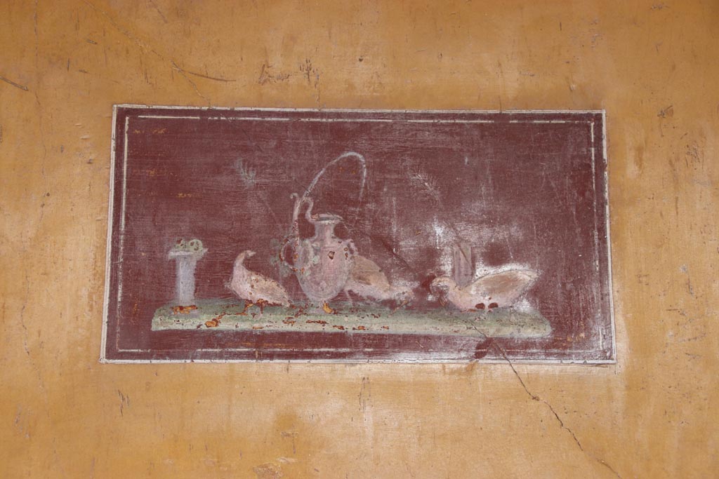 VI.15.1 Pompeii. October 2023. Painted panel from middle panel on east wall. Photo courtesy of Klaus Heese.