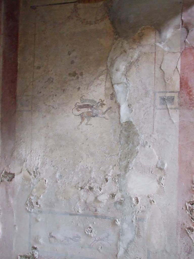 VI.16.15 Pompeii. May 2015. Tablinum D, detail of painting of Narcissus from west wall. Photo courtesy of Buzz Ferebee.
