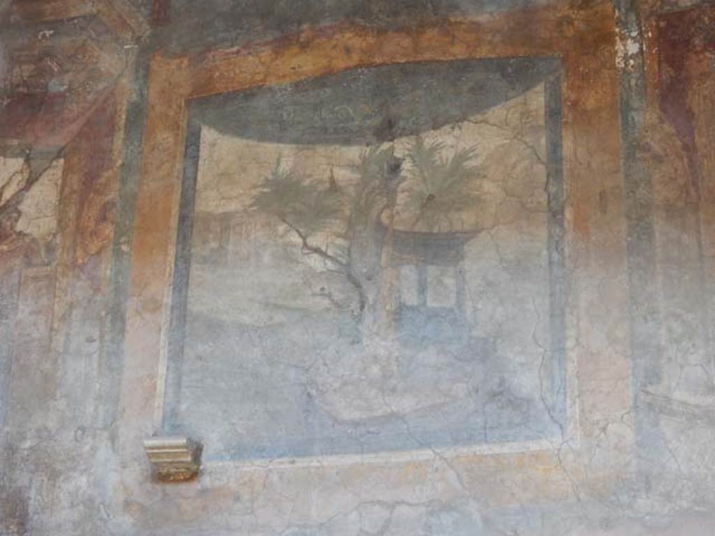 VI.16.15 Pompeii. May 2015. South end of upper west wall of atrium B above tablinum D.  Photo courtesy of Buzz Ferebee.
