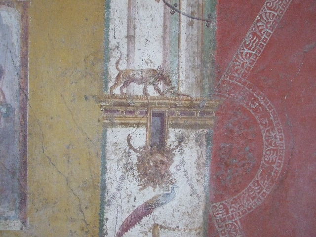 VI.16.15 Pompeii. December 2006. West wall of room F with central wall painting of Selene and Endymion.
